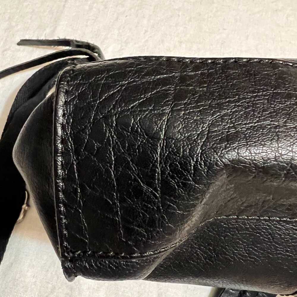 The Sak Leather Crossbody Bag Black Studded Boho Zip Top Adjustable Strap - Picture 10 of 14